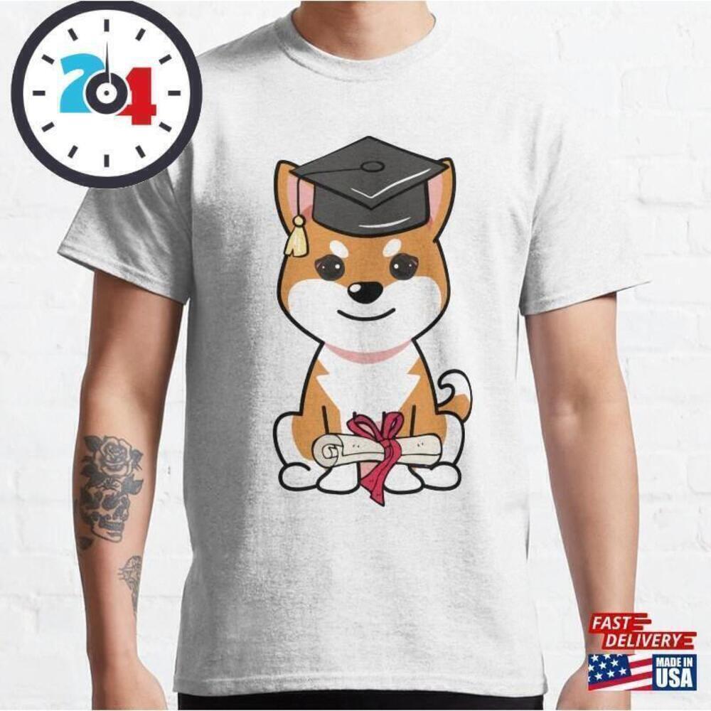 Orange Dog Graduation Funny Graphic Unisex Classic T-Shirt